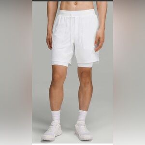 Lululemon Men's White Athletic Layered Shorts white size xxl